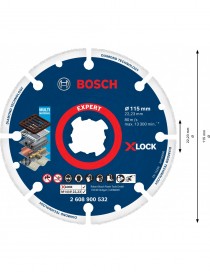 BOSCH Disco de corte Expert Diamond Metal Wheel X-LOCK de 115 x 22,23 mm